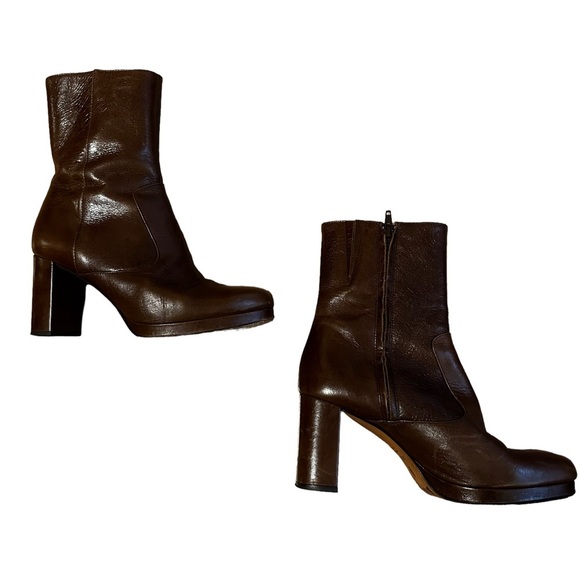 Ba&sh Chelbi Brown Leather Heeled Boots Size 37 - Picture 1 of 6